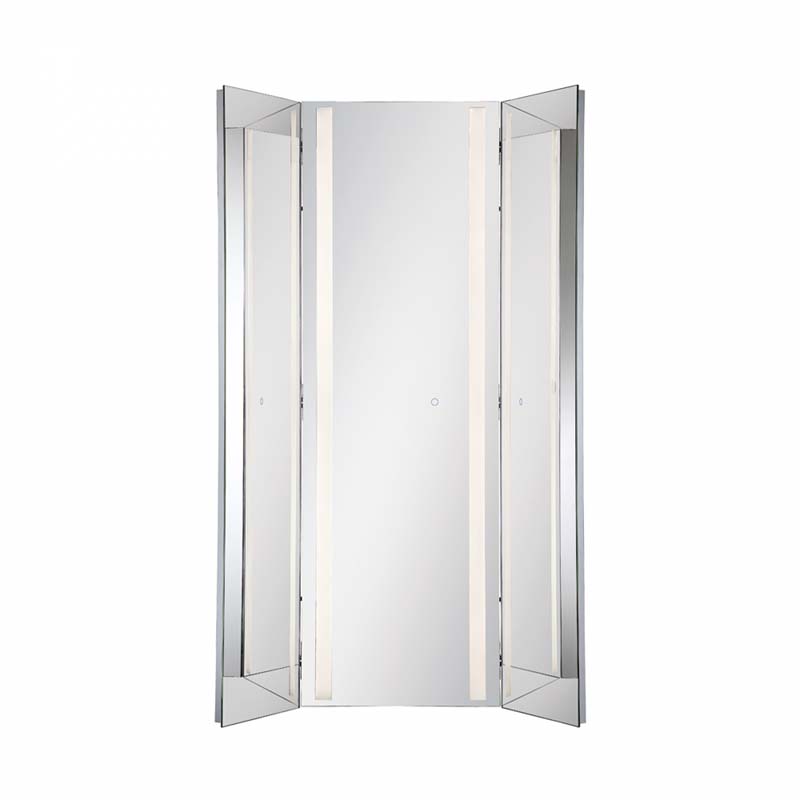 folding vanity mirror with lights