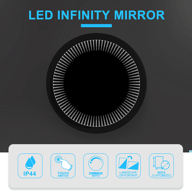 Round infinity led mirror