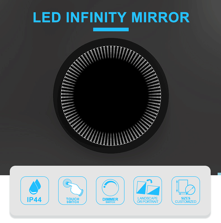 Liteharbor Circular LED Lighted Infinity 3D Mirror- Liteharbor