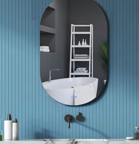 Oval bathroom mirror