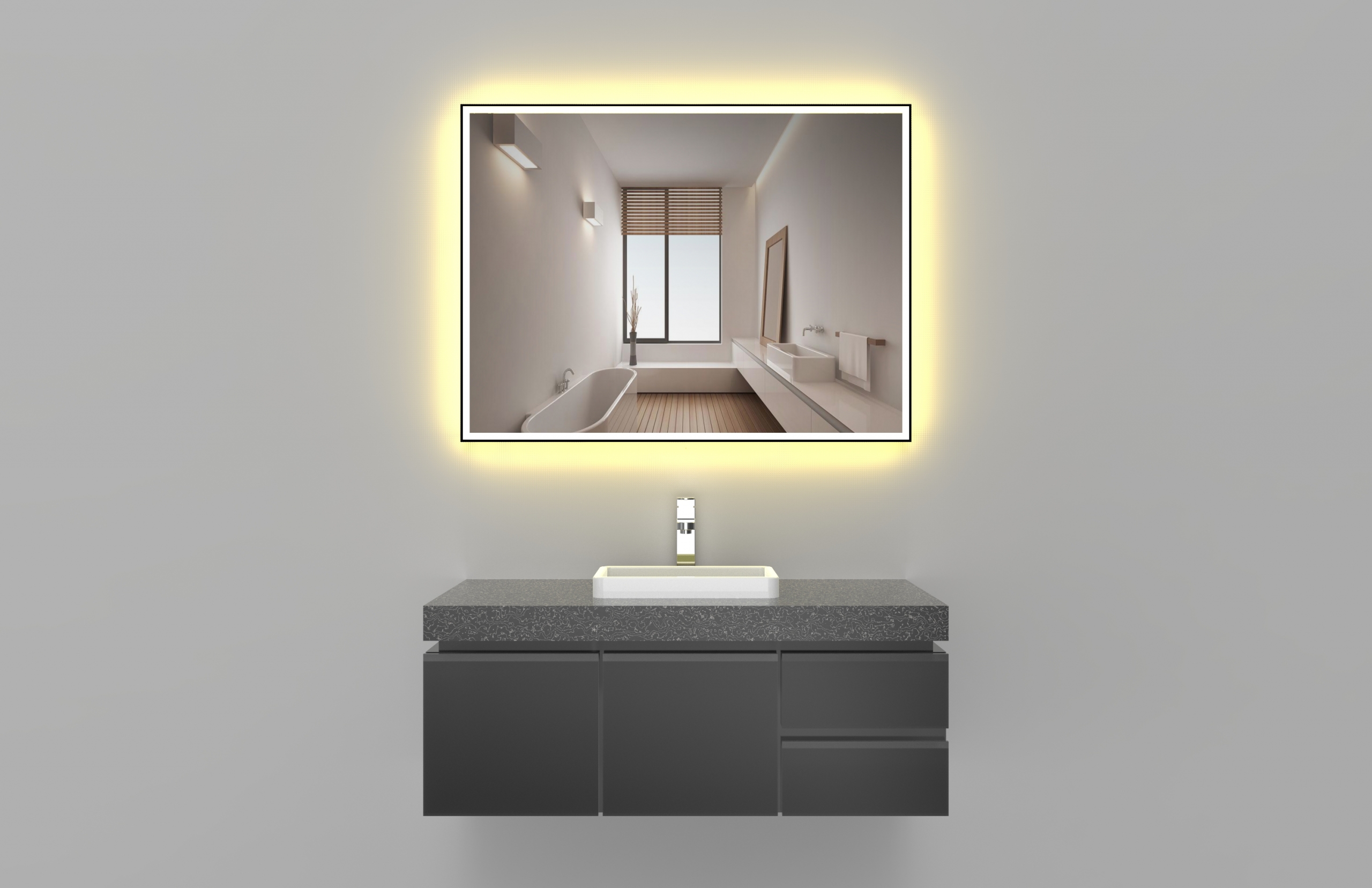 Halo Mirror With Inner Borderless