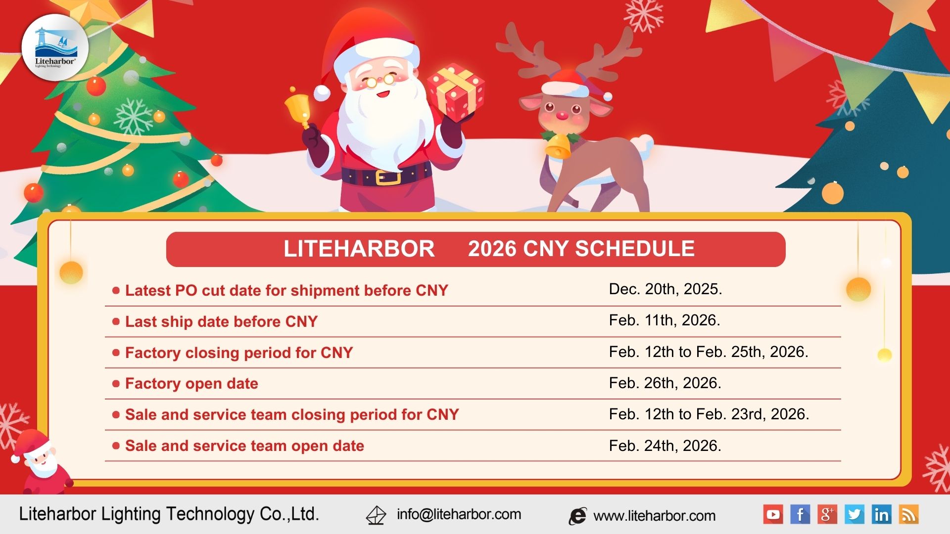 Liteharbor 2026 CNY Schedule
